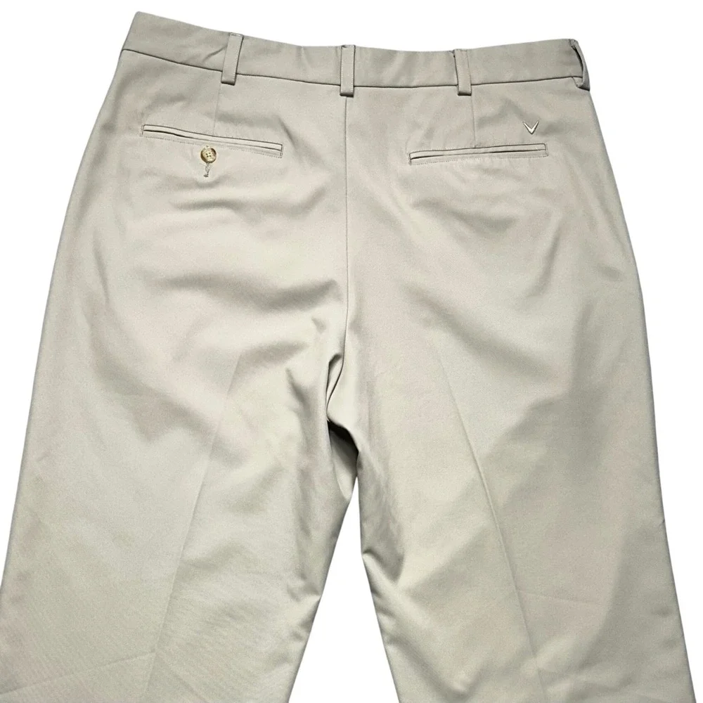 Callaway Golf Pants Pleated Mens 36x32 Khaki Tan‎ Performance Cuffed Classic